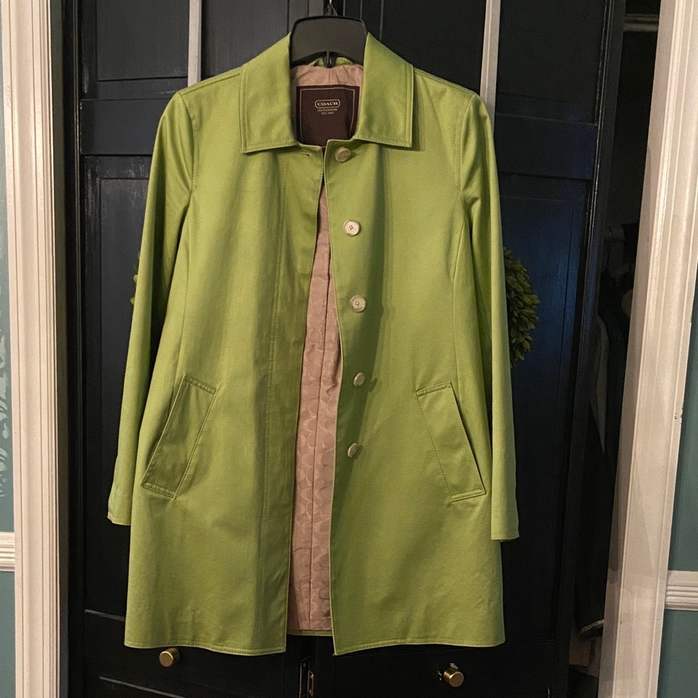 Coach Green Button-Up Coat